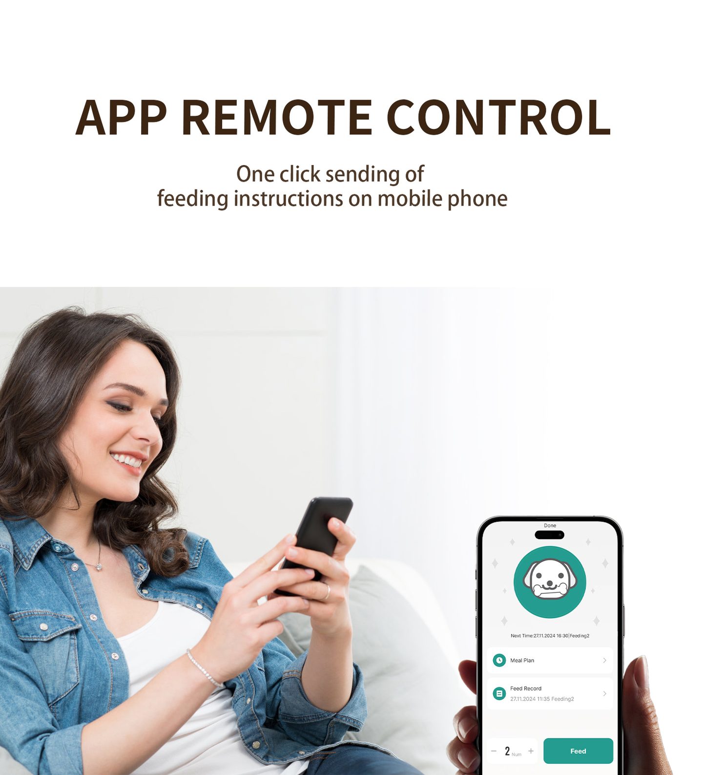App remote control: send a meal to the feeder from your phone with one tap